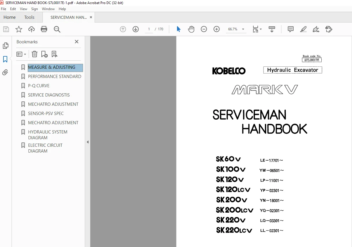 Kobelco SK60V SK100V SK120V SK120LCV SK200V SK200LCV SK220V SK220LCV Excavator Serviceman Handbook - Image 2