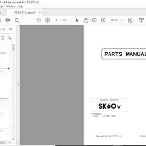 Kobelco SK60v Hydraulic Excavators Parts Manual - PDF DOWNLOAD