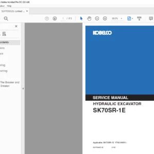 Kobelco SK70SR-1E Hydraulic Excavator Service Manual - PDF DOWNLOAD