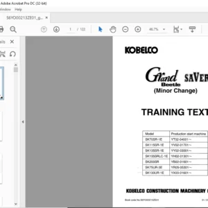 Kobelco SK70SR-1E SK115SR-1E SK135SR-1E SK135SRLC-1E SK200SR SK75UR SK130UR-1E Training Text Manual