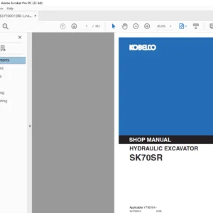 Kobelco SK70SR Hydraulic Excavator Shop Manual - PDF DOWNLOAD