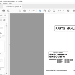 Kobelco SK80MSR-1E SK80CS-1E Hydraulic Excavators Parts Manual - PDF DOWNLOAD