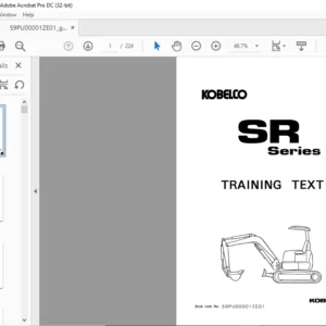 Kobelco SR Series Training Text Manual - PDF DOWNLOAD