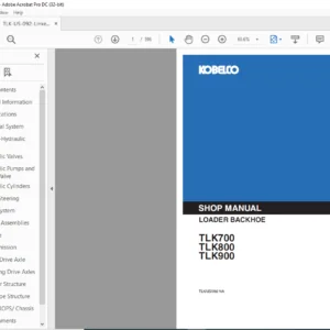 Kobelco TLK700 TLK800 TLK900 Loader Backhoe Shop Manual - PDF DOWNLOAD