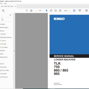 Kobelco TLK750 860 865 965 Loader Backhoe Service Manual - PDF DOWNLOAD