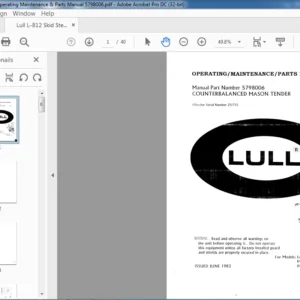 Lull L-812 Skid Steer Operating Maintenance & Parts Manual - PDF DOWNLOAD