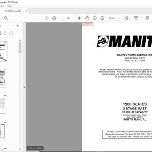 Manitou 1200 SERIES K1202 THRU K1227 3 STAGE MAST Parts Manual - PDF DOWNLOAD