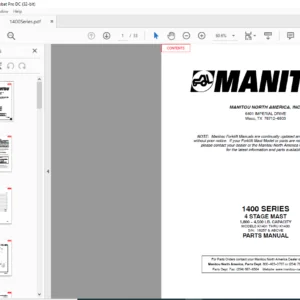 Manitou 1400 SERIES 4 STAGE MAST Parts Manual - PDF DOWNLOAD