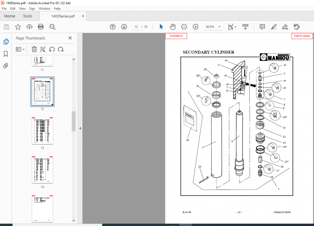 Manitou 1400 SERIES 4 STAGE MAST Parts Manual - PDF DOWNLOAD ...