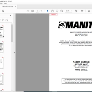 Manitou 1400M SERIES K1402 & K1403 4 STAGE MAST Parts Manual - PDF DOWNLOAD
