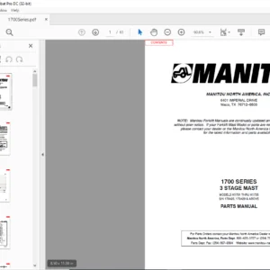 Manitou 1700 Series 3 Stage Mast Parts Manual - PDF DOWNLOAD