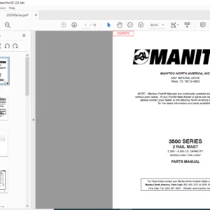 Manitou 3500 SERIES K3501 THRU K3507 2 RAIL MAST Parts Manual - PDF DOWNLOAD