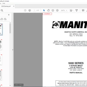 Manitou 5300 SERIES K5301 THRU K5309 3 STAGE MAST Parts Manual - PDF DOWNLOAD