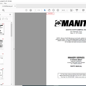 Manitou 5500ER SERIES K5504.5ER THRU K5506ER 5 STAGE MAST Parts Manual