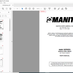 Manitou 6400 SERIES SINGLE RAIL MAST Parts Manual - PDF DOWNLOAD