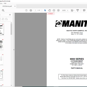 Manitou 6900 SERIES K6901 THRU K6917 2 STAGE MAST Parts Manual - PDF DOWNLOAD