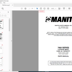 Manitou 7600 SERIES K7602-K7608 3 STAGE MAST Parts Manual - PDF DOWNLOAD