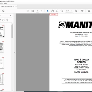 Manitou 7900 & 7900A SERIES 3 STAGE MAST Parts Manual - PDF DOWNLOAD