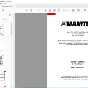 Manitou 805454 Series 2-Stage Mast Parts Manual - PDF DOWNLOAD