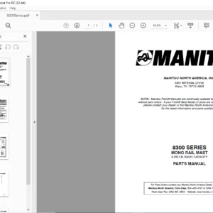 Manitou 8300 Series MONO Rail Mast Parts Manual - PDF DOWNLOAD