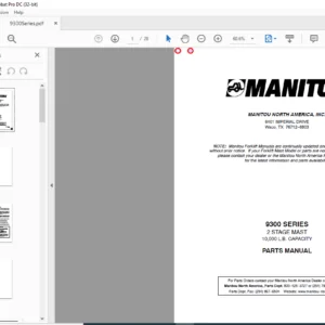 Manitou 9300 Series 2-Stage Mast Parts Manual - PDF DOWNLOAD