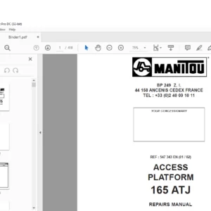Manitou ACCESS Platform 165 ATJ Repair Manual - PDF DOWNLOAD
