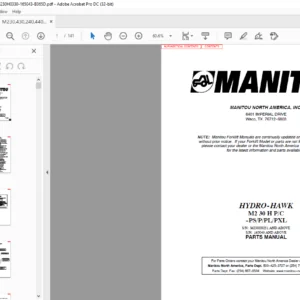 Manitou HYDRO-HAWK M2 30 H P/C-PS/P/PL/PXL Parts Manual - PDF DOWNLOAD