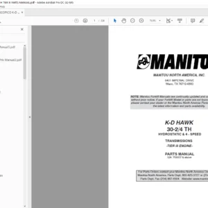 Manitou K-D HAWK 30-24 HYDROSTATIC & 4-SPEED Parts Manual - PDF DOWNLOAD