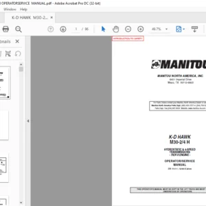 Manitou K-D HAWK M30-2/4 H Tier II Engine Operator Service Manual - PDF DOWNLOAD
