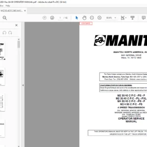 Manitou M2 30/40 C P/C-PS/-P M2 30/40 C P/C-PL/-PXL M4 30/40 C P/C-PS/-P M2/4 50 C P/C-PS Operator Manual