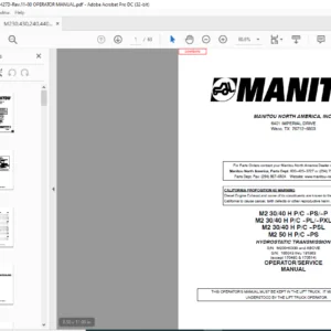 Manitou M2 30/40 H P/C-PS/-P M2 30/40 H P/C-PL/-PXL M2 30/40 H P/C-PSL M2 50 H P/C-PS Operator Manual