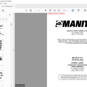 Manitou M2 30 H P/C-PS/P/PL/PXL HYDRO-HAWK HYDROSTATIC TRANSMISSION Parts Manual