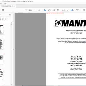 Manitou M2 30 H P/C-PS/P/PL/PXL HYDRO-HAWK Parts Manual - PDF DOWNLOAD