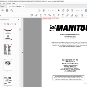 Manitou M2/4 30/40/50 CP/-PS M4 30 CP-P M2 30 CP-P/-PL/-PXL Parts Manual