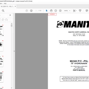 Manitou M230H PC-PSL 75” HYDROHAWK Parts Manual - PDF DOWNLOAD