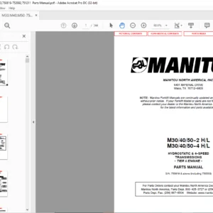 Manitou M30/40/50-2 H/L M30/40/50-4 H/L Parts Manual - PDF DOWNLOAD