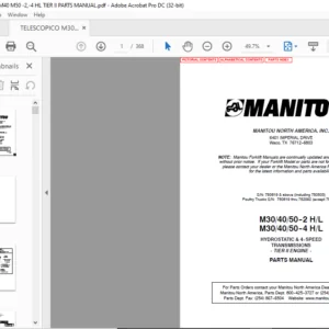Manitou M30/40/50-2 H/L M30/40/50-4 H/L Parts Manual - PDF DOWNLOAD