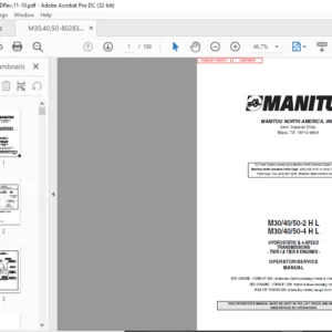 Manitou M30/40/50-2 H L M30/40/50-4 H L Tier I & II Engines Operator's Manual - PDF DOWNLOAD