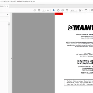 Manitou M30/40/50-2T H/L M30/40/50-4T H/LE Tier III Parts Manual - PDF DOWNLOAD