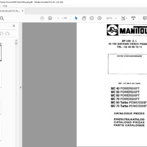 Manitou MC 40 50 60 70 Powershift MC 60 70 Turbo Powershift Parts Manual - PDF DOWNLOAD