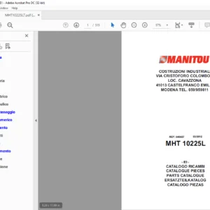 Manitou MHT 10225L E3 Parts Manual - PDF DOWNLOAD