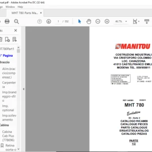 Manitou MHT 780 Evolution E3 Serie 2 Parts Catalogue Manual - PDF DOWNLOAD