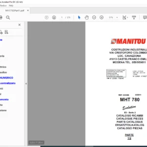 Manitou MHT 780 Evolution E3- Serie 2 Parts Manual - PDF DOWNLOAD