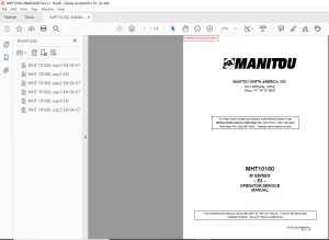 Manitou MHT10160 M Series E3 Operator Service Manual - PDF DOWNLOAD