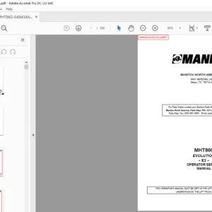 Manitou MHT860 Evolution E3 Operator Manual - PDF DOWNLOAD