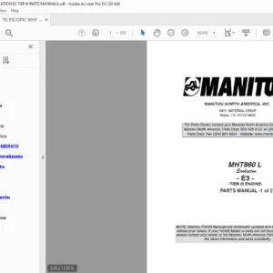 Manitou MHT860 L Evolution E3 TIER III ENGINE Parts Manual - PDF DOWNLOAD