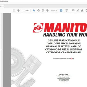 Manitou ML 635 MT 940 L MT 1240 L MT 1235 S MT 1335 SL MT 1340 SL MT 1740 SL Parts Manual