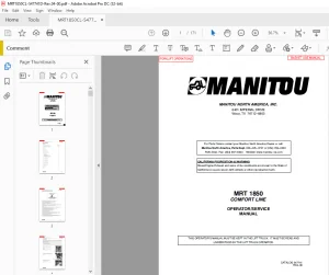 Manitou MLT 1850 Comfort Line Operator Service Manual - PDF DOWNLOAD