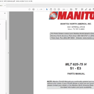 Manitou MLT 625-75 H S1-E3 Parts Manual - PDF DOWNLOAD
