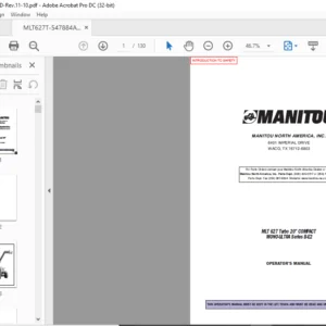 Manitou MLT 627 Turbo 20” COMPACT MONO-ULTRA Series B-E2 Operator's Manual